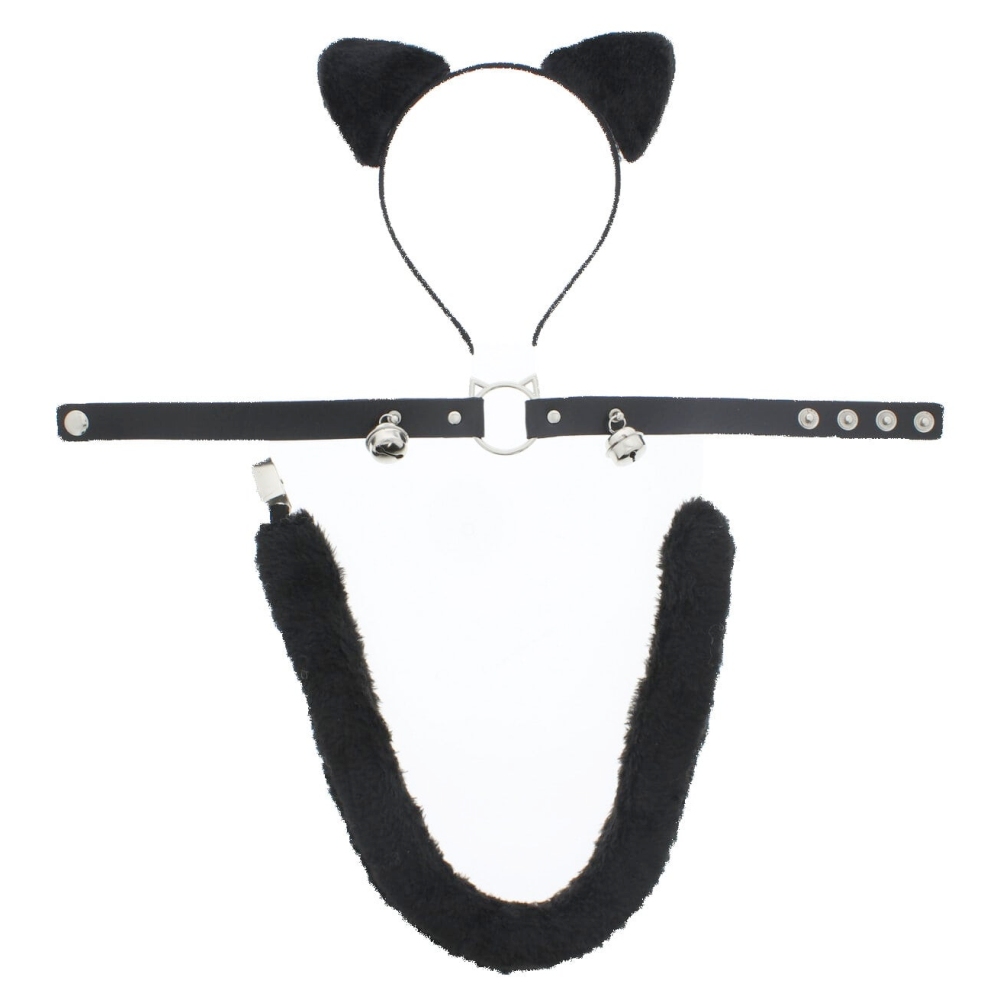 Zac's Alter Ego - Halloween 3 Piece Black Cat Costume Accessory Kit - Black